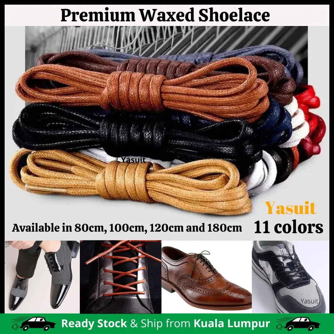 Premium Quality Wax Shoelace 1 pair Waxed Tali Kasut Shoe Lace Adult Kid Colorful Good Quality Economy Ekonomi Ready Stock Malaysia Seller
