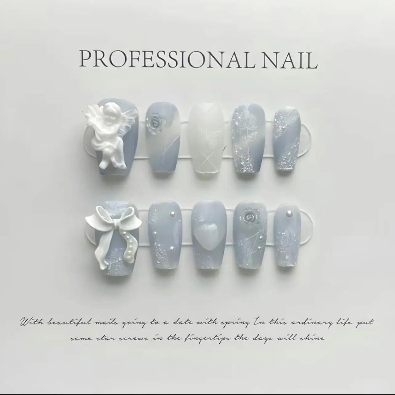 Nail box đính đá hàng thủ công tặng kèm keo và dũa móng siêu đẹp
