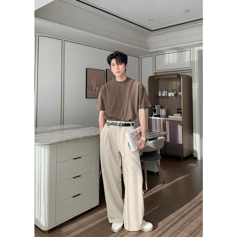 Quần Âu Nam Cạp Liền Bản Đặc Biệt Quần Suông Ống Rộng Phong Cách Hàn Quốc Chất Liêu Chống Nhăn QA-V3 5