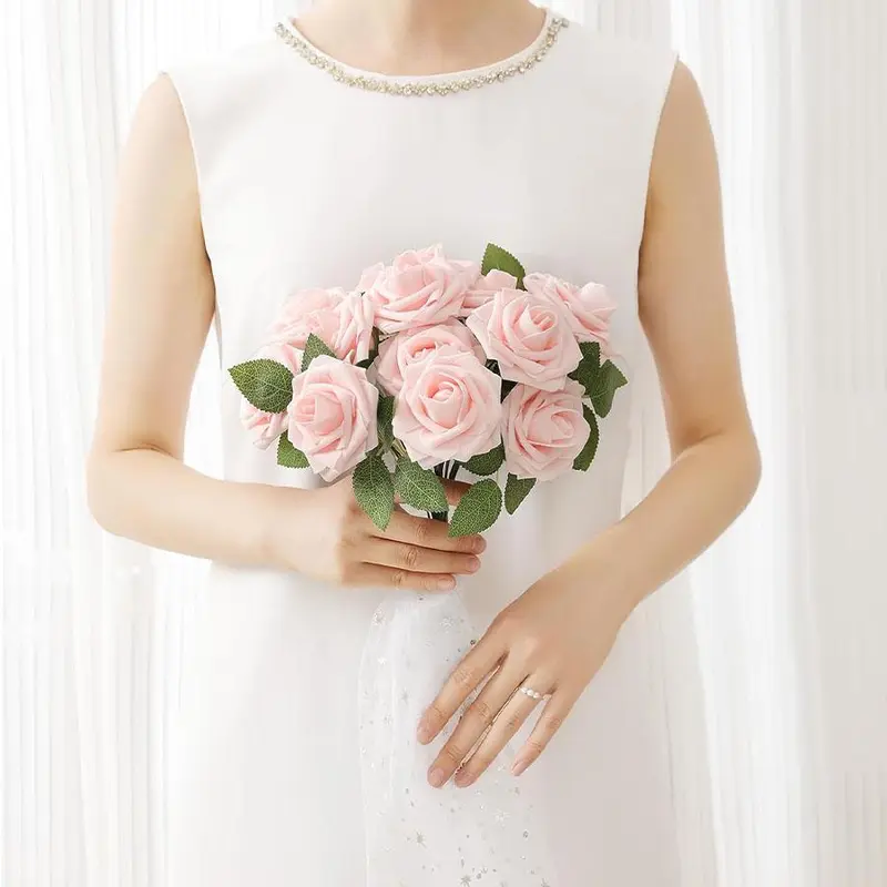 Artificial Rose Flower, 25pcs/set Faux Rose Flower with Stem, Fake Rose Flower for Wedding Bridal Bouquet, Home Decor, Party Decoration 6