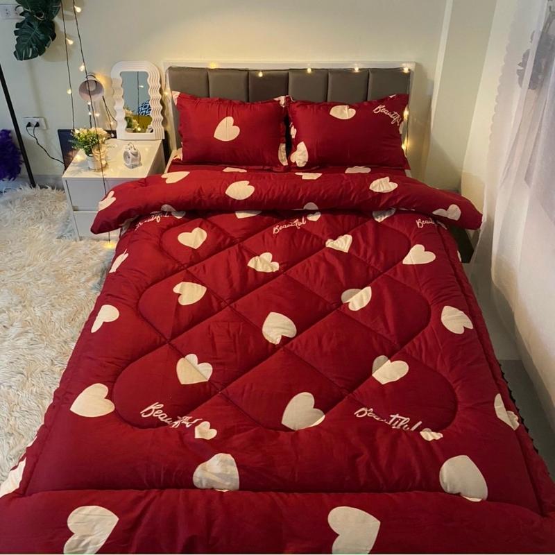  Bộ chăn ga gối mẫu tim đỏ to chất cotton poly mềm mịn 