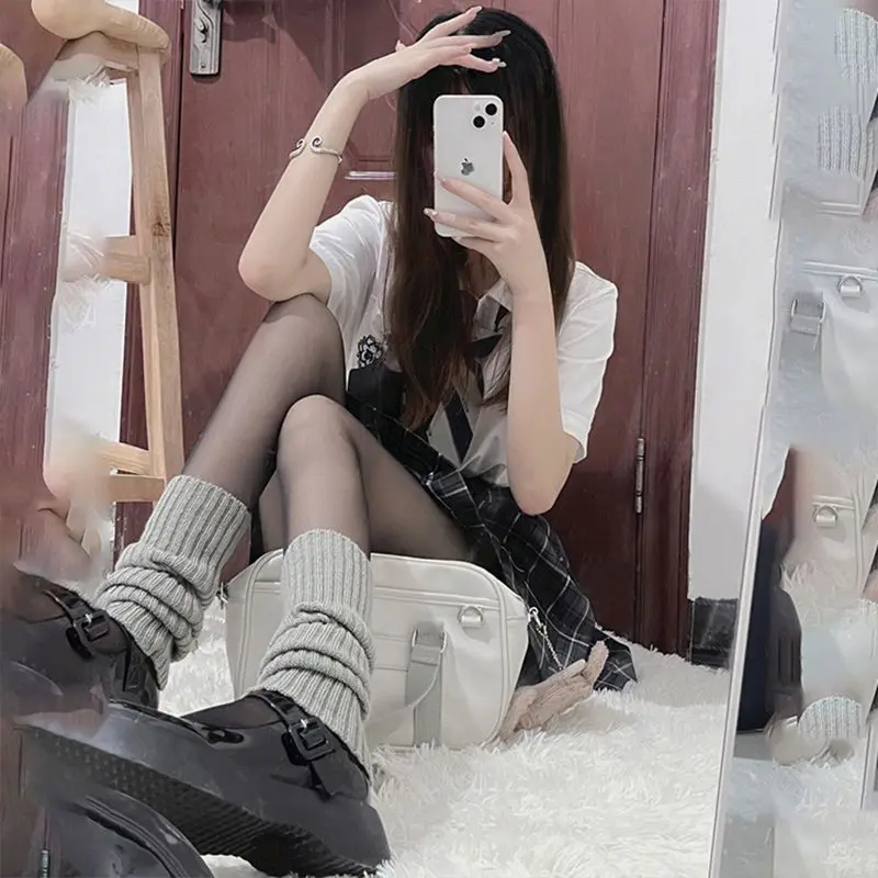 [Hot Sale] White Sock Covers for Women, Autumn and Winter Knitted Slouch Socks, Slimming Effect for Thick Legs, Versatile Simple Leg Warmers for Girls, Warm Socks for Women