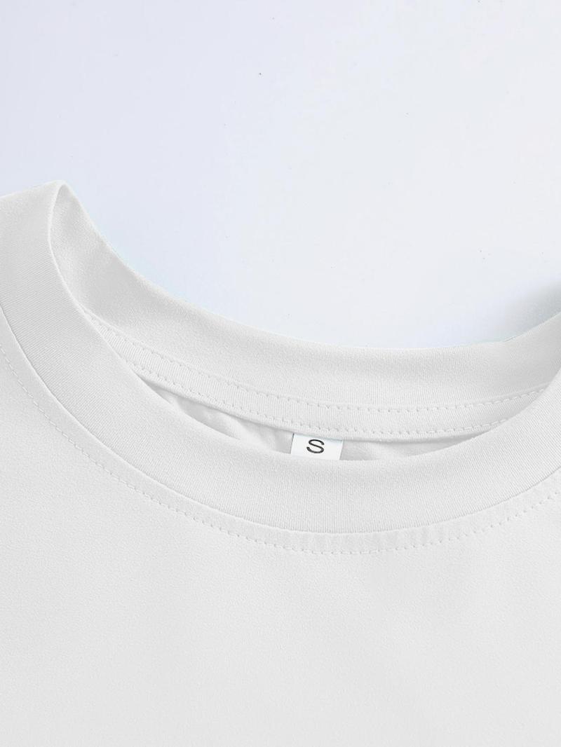 Product Introduction of Men's Letter Print Round Neck Tee, Regular Fit Casual Short Sleeve T-shirt for Summer, Men's Top for Daily Wear 3
