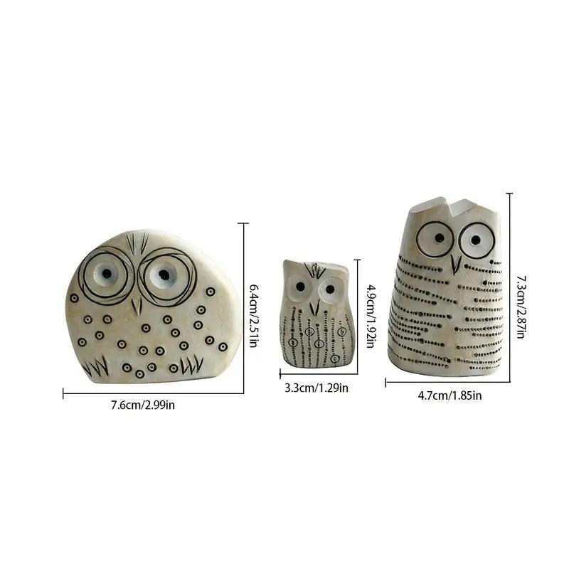 Owl Design Decorative Statue, 3 Counts/set Cute Owl Decoration Craft, Desktop Ornament for Home Office Bookshelf Decor 1