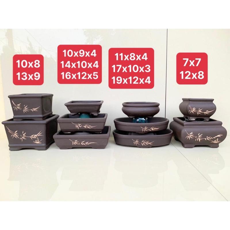  Combo 10 chậu bonsai cây cảnh sen đá mini màu ĐEN SP617 