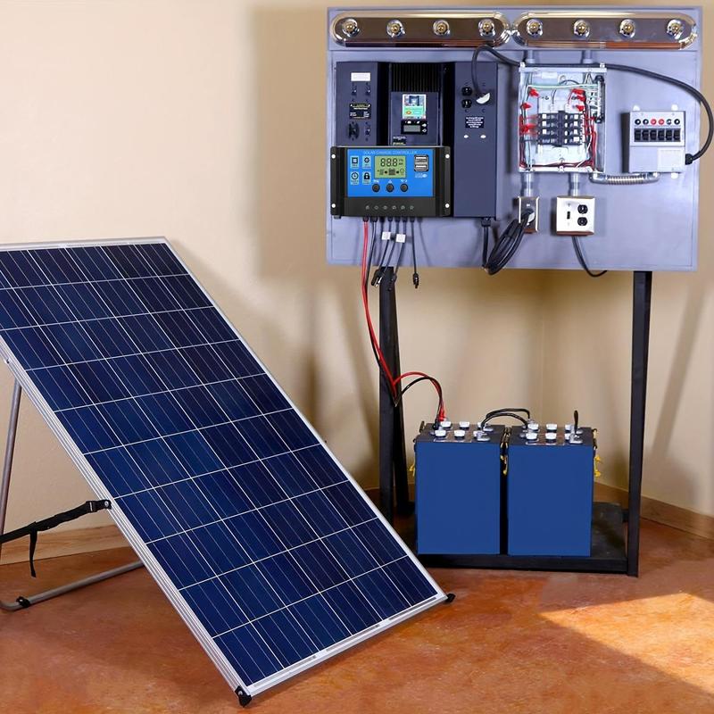 Solar Panel Controller (1 Count), PWM Auto Parameter Adjustable LCD Display, Solar Panel Battery Regulator With Dual USB Port 1