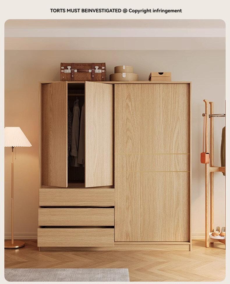 Product Introduction of [Pre Order] Nordic sliding door wardrobe, bedroom, simple and small-sized household, sliding door, wooden style combination, Japanese style storage wardrobe 32