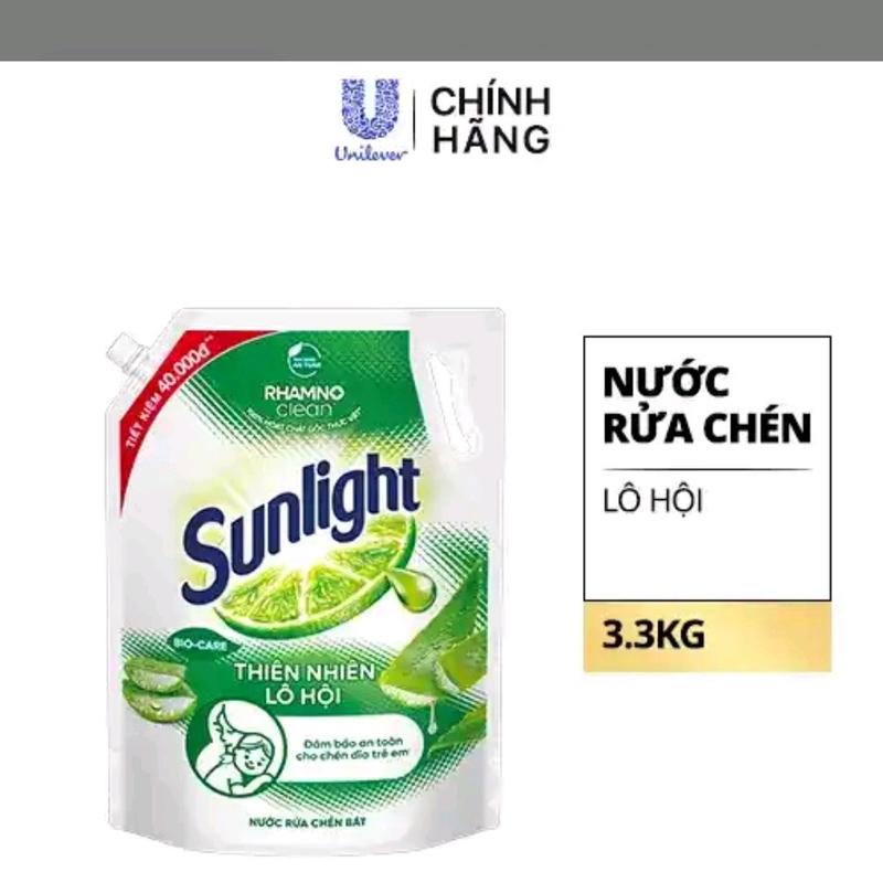 Nước rửa chén Sunlight lô hội túi 3.3kg Làm Sạch dầu