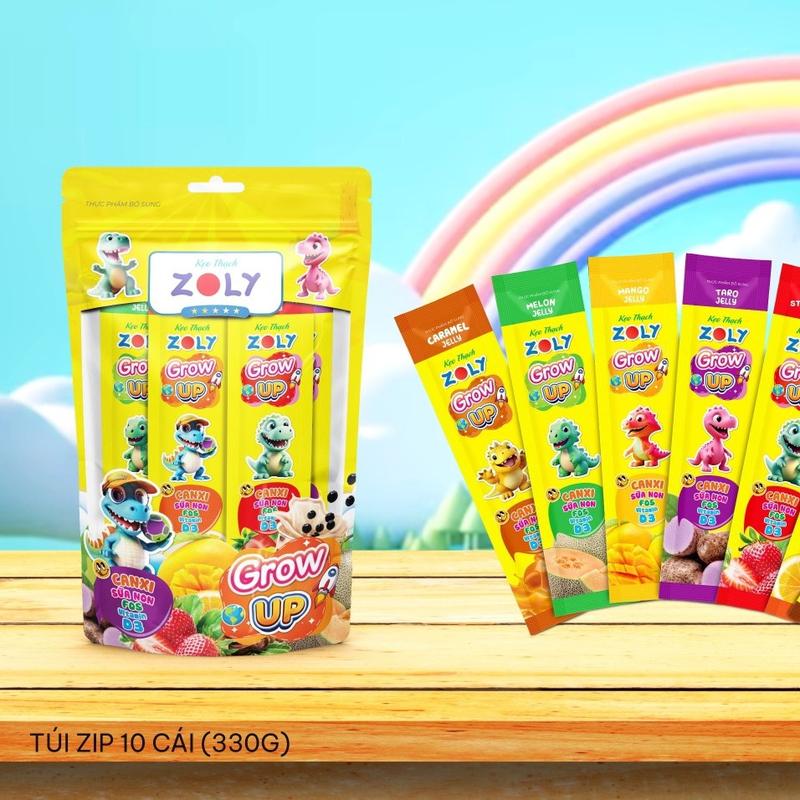 (Mua 3 Tặng 1) Kẹo thạch rau câu Zoly Grow Up bổ sung canxi giúp trẻ phát triển chiều cao, tăng sức đề kháng hương trái cây - 10 cái 2