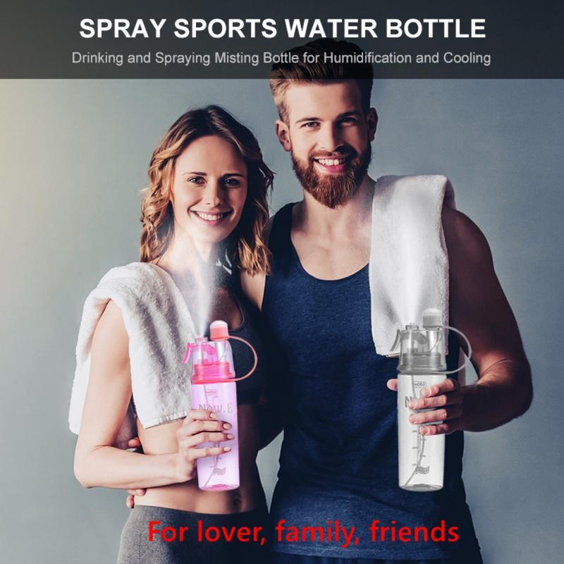 Product Introduction of outdoor sports portable clear 600ml plastic drinking bottle gym bpa free mist spray water bottle for hiking/cycling bottles 4