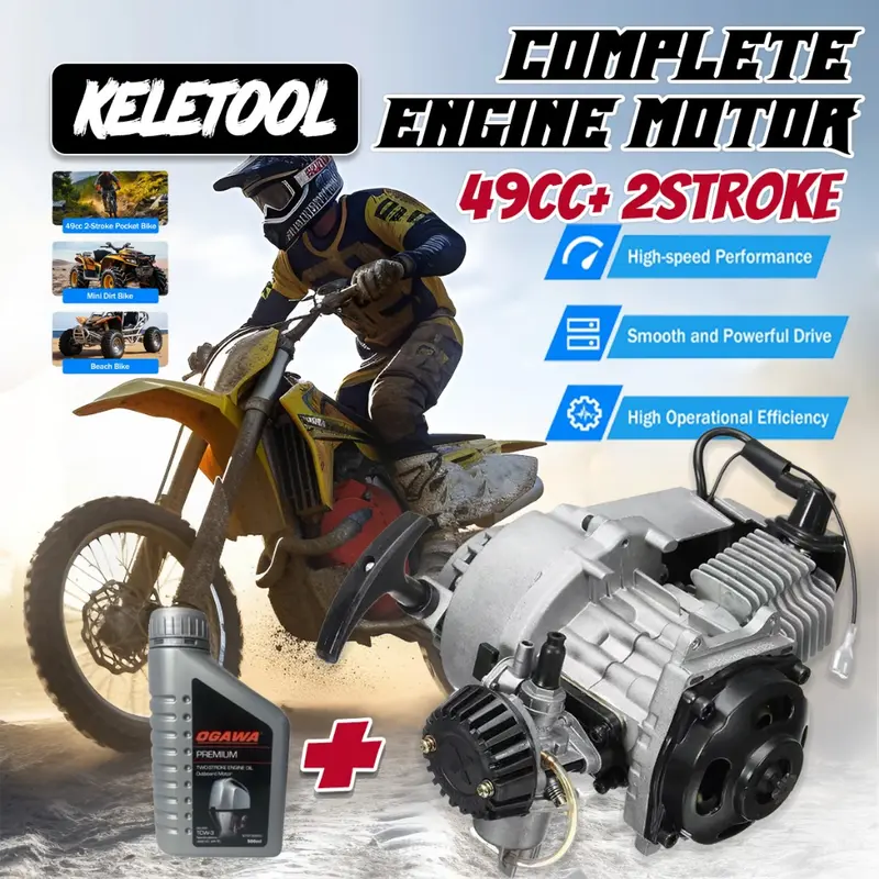 49CC Mini Motorcycle Engine 2 Stroke 1.3 Horsepower Pull Start - TikTok ...