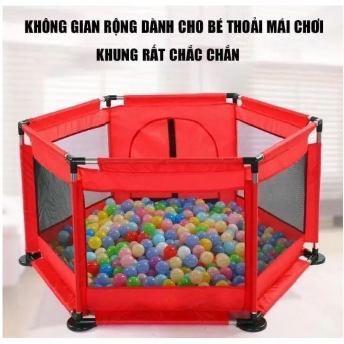 QUÂY BÓNG LỤC GIÁC, NHÀ BANH, QUÂY CŨI CHO BÉ ,(tặng kèm 10b) Đồ Chơi Cho Bé Toys không đỏ không đỏ rào chắn