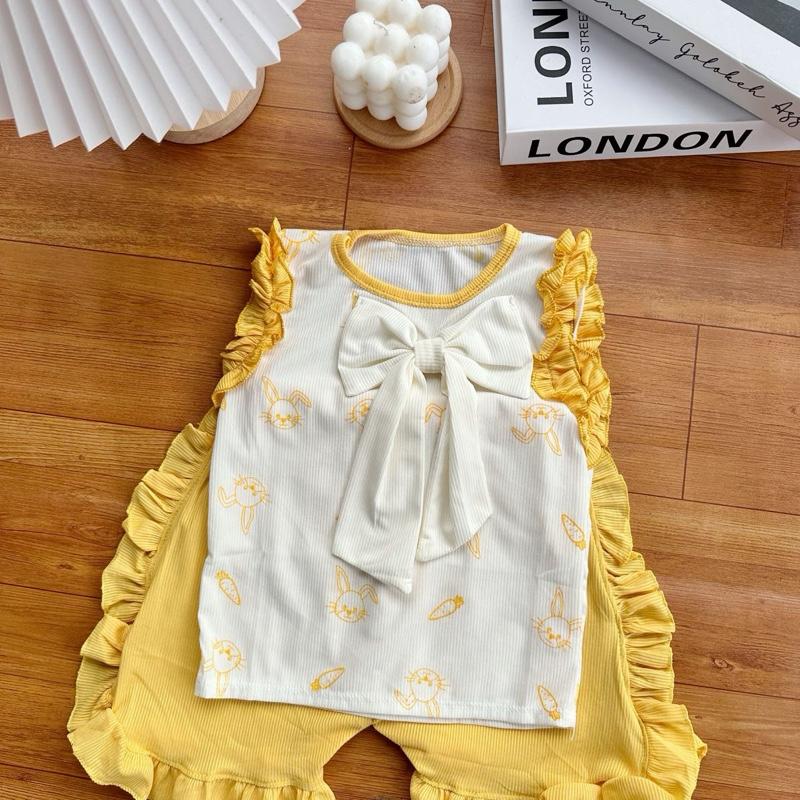 A93 Combo 4 bộ quần áo ba lỗ viền bèo cho bé gái từ 8-20kg chất liệu thun tăm lạnh SG 5