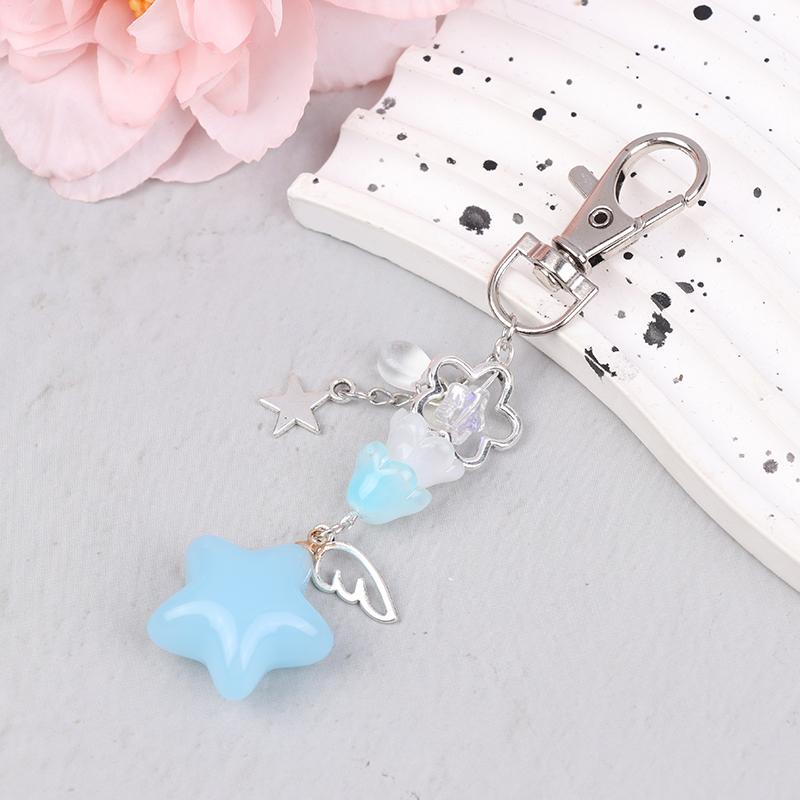 Product Introduction of Retro Cute Jelly Star Charm Keychain Handmade Pink And Blue Y2K Matching Keychain CCD Pendant Phone Chain 28