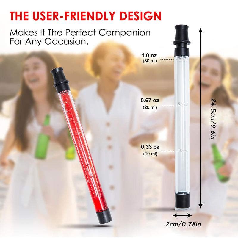 Shot Straw Set, 1 Set Including 2 Shot Straws & 2 Liquor Pourers & 2 Lanyards & 2 Brushes, Portable Shot Straws for Drinks 1