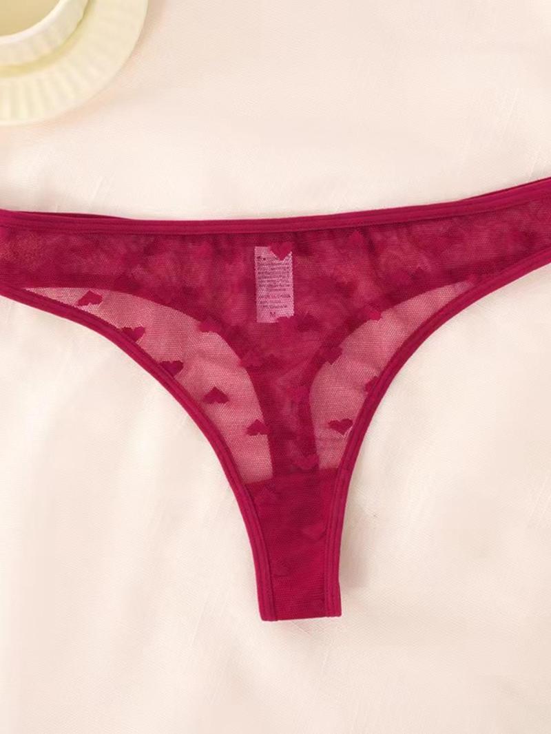 Product Introduction of Women's Heart Pattern Lace Thong, Breathable Comfy Panty for Daily Wear, Women's Underwear for All Seasons 5