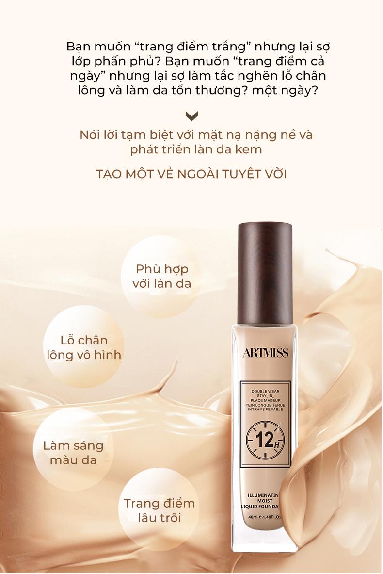 Product Introduction of Kem nền ARTMISS mỏng nhẹ, lâu trôi, giữ nền kéo dài 12 giờ 40ml Cosmetic Mỹ Phẩm 12