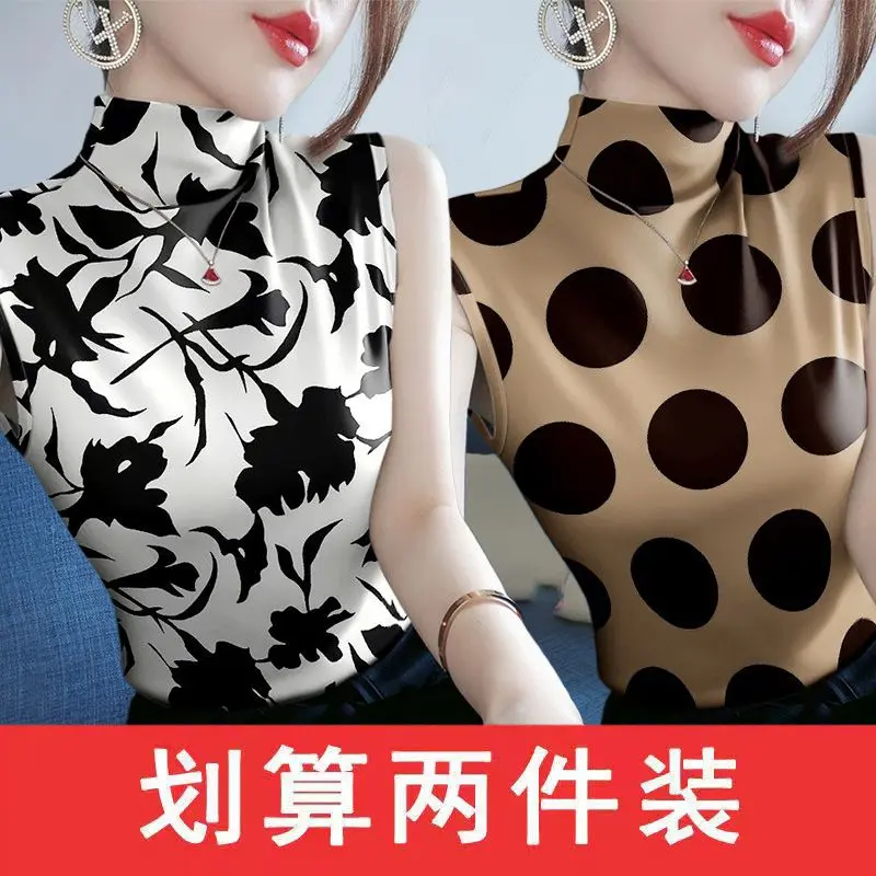 Áo Vest Không Tay Cho Nữ, Thời Trang Mới, In Họa Tiết, Dáng Ôm, Áo Xếp Lớp Bên Trong, Áo Trung Niên Và Cao Tuổi, Thanh Lịch, Hợp Thời Trang