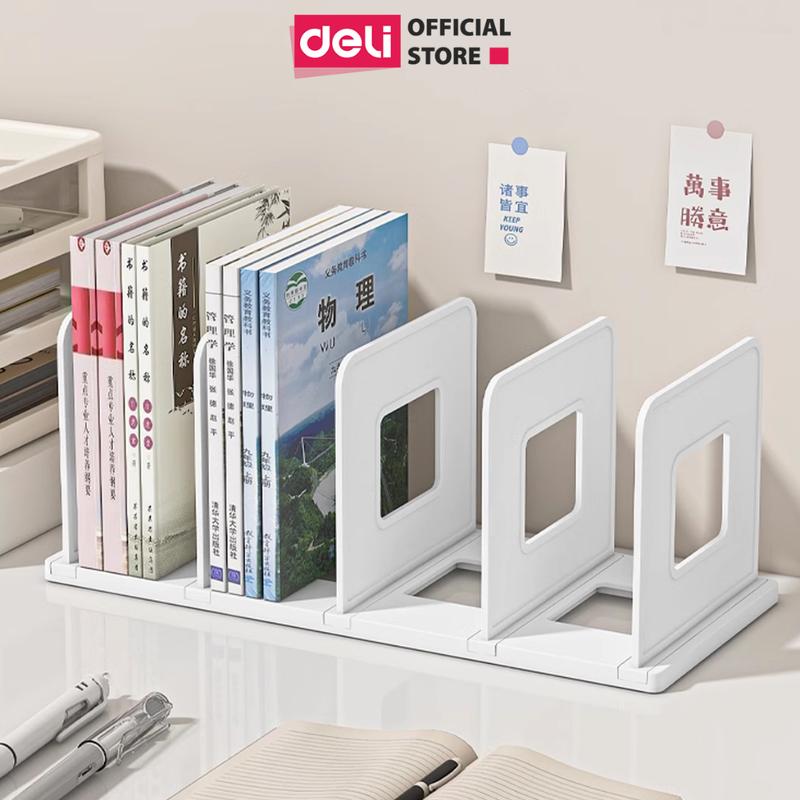 Giá đựng sách để bàn Deli - Kệ chia 4 ngăn văn phòng học sinh sinh viên - chặn sách nhiều ngăn giúp sắp xếp tài liệu
