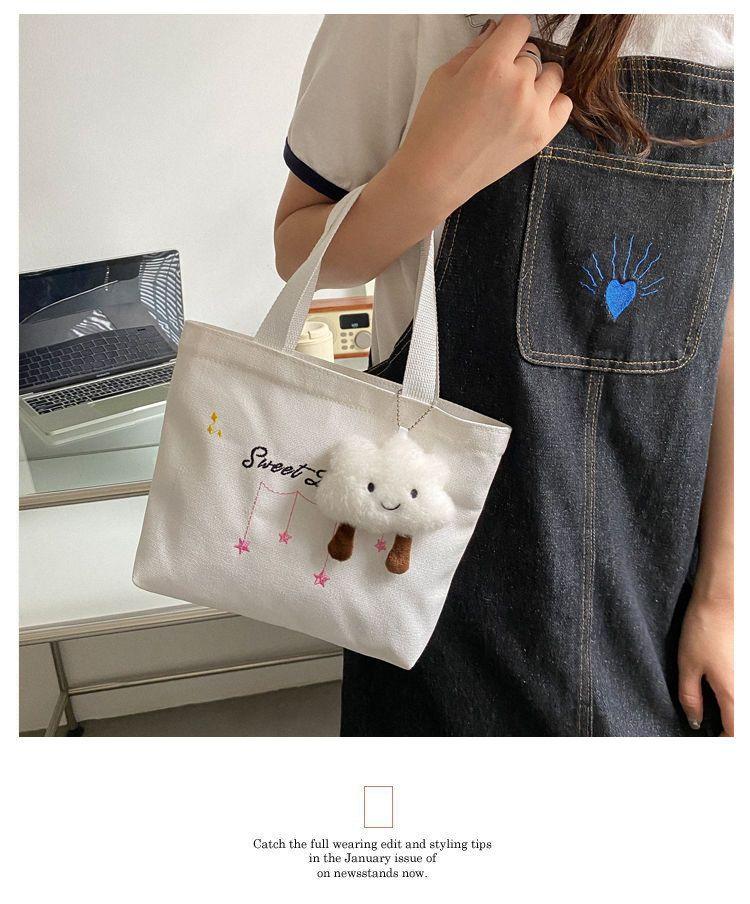 Product Introduction of Small Tote Bag Canvas Bag for Women Casual Small Bag Cloth Bag for Work Handheld Lunch Bag Student Lunch Box Bag with Zipper 1