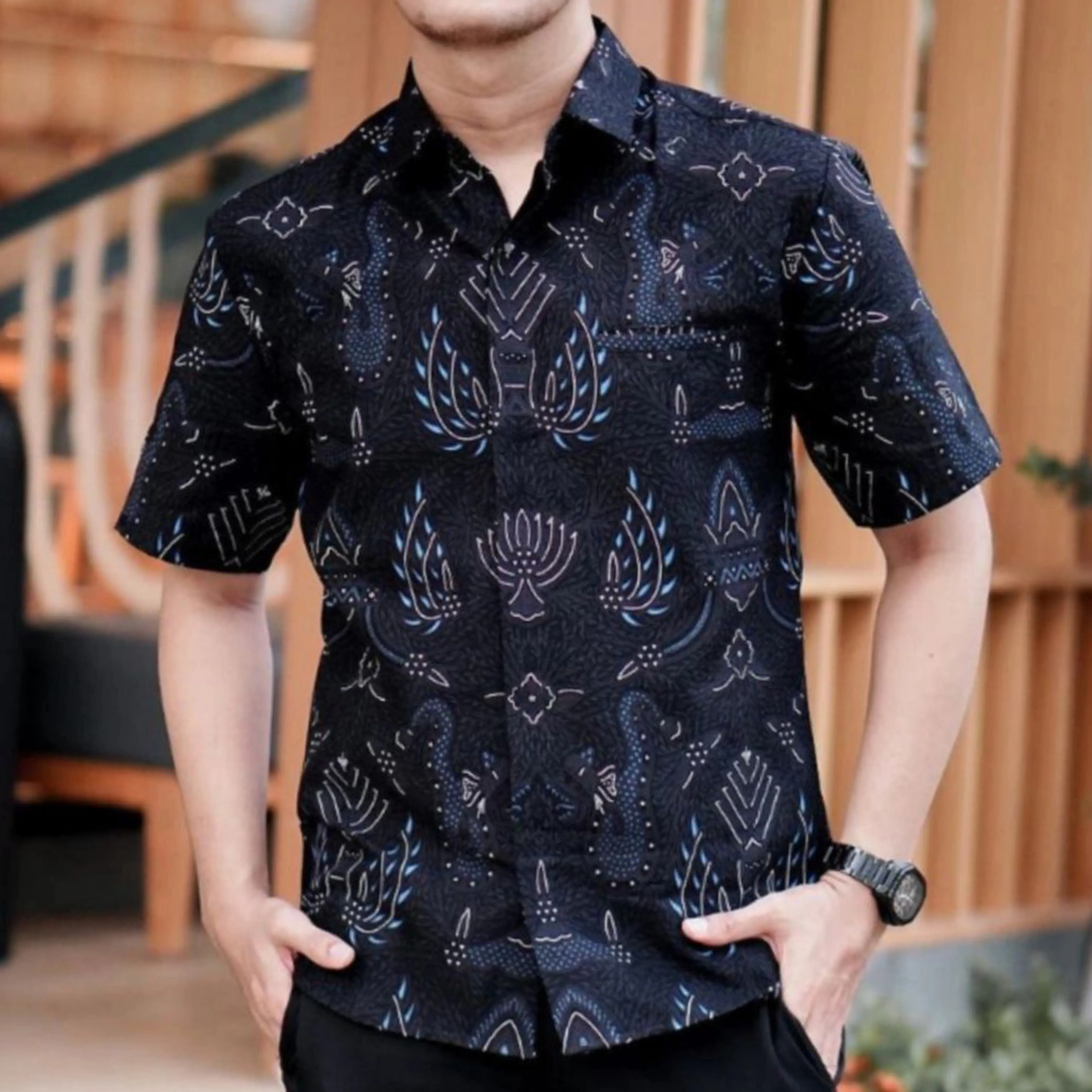 Kemeja Hem Baju Batik Pria Lengan Pendek motif Pedro Katun Batik Murah Toko Mba Desi