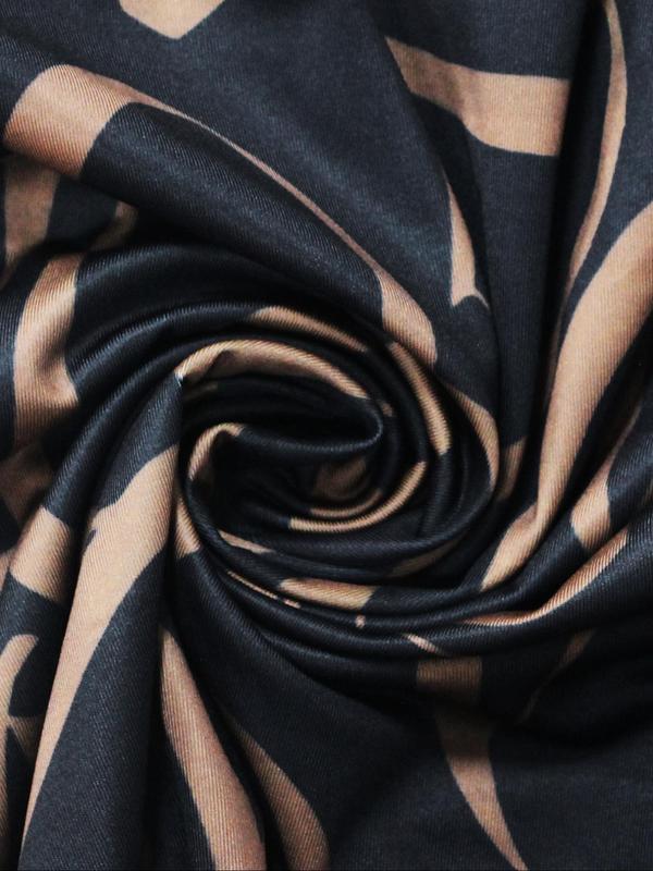 Women's All Over Print Wrap V Neck Dress, Elegant Fashion Casual Dress for Daily Outdoor Wear, Women Dress for All Seasons 4