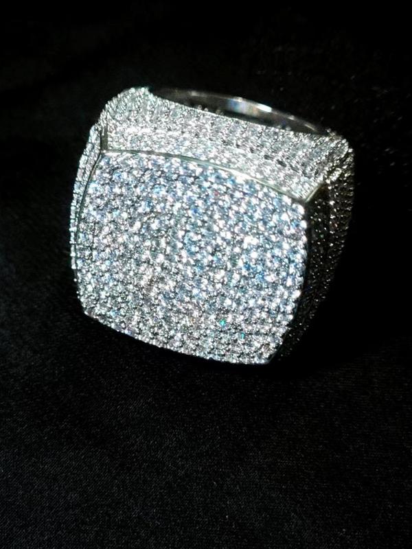 Luxurious Rhinestone Decorated Chunky Geometric Ring, Fashionable Punk Style Ring for Men, Striking All-match Fashion Accessories, Exquisite Jewelry for Birthday Gifts 6