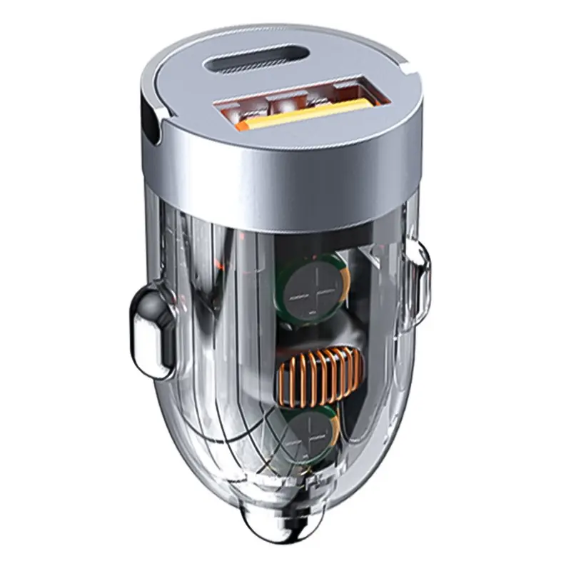 Bộ Chuyển Đổi sạc trên ô tô, Sạc nhanh, Cổng kép 120W, Kích thước nhỏ, Thiết kế trong suốt, Thích hợp cho ô tô 6