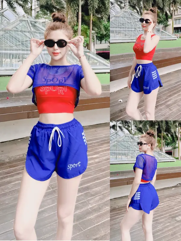 bộ đùi thể thao 3 trong 1, tặng kèm mút ngực, Chạy Bộ Tập Thể Dục Tập Gym Thể Dục 4