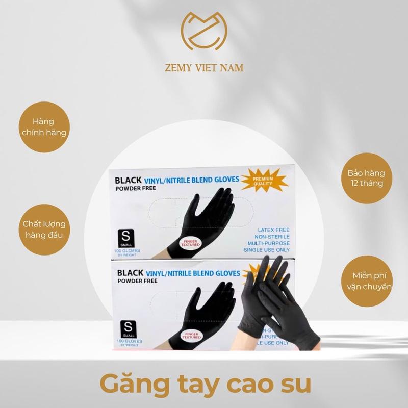  Găng Tay Cao Su Đen Trắng Xanh Không Bột Có Đầu Nhám Bao Tay Cao Su Găng Tay Chống Nước desk chống mài mòn găng tay vệ sinh 