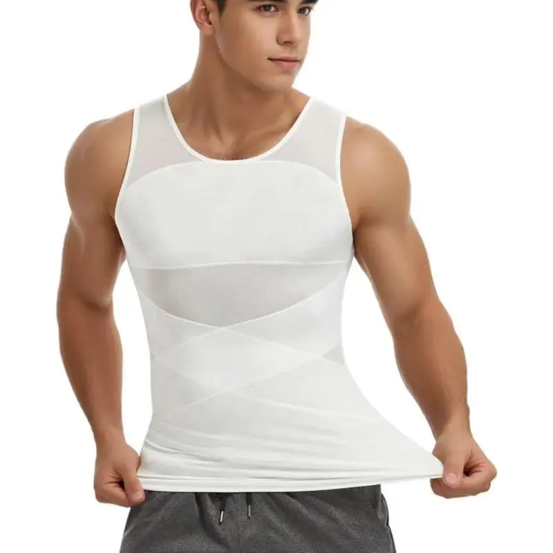Men Compression Shirts for Men Shapewear Chest Abdomen Control Body Shaper Slimming Undershirt Workout Vest Tank Top