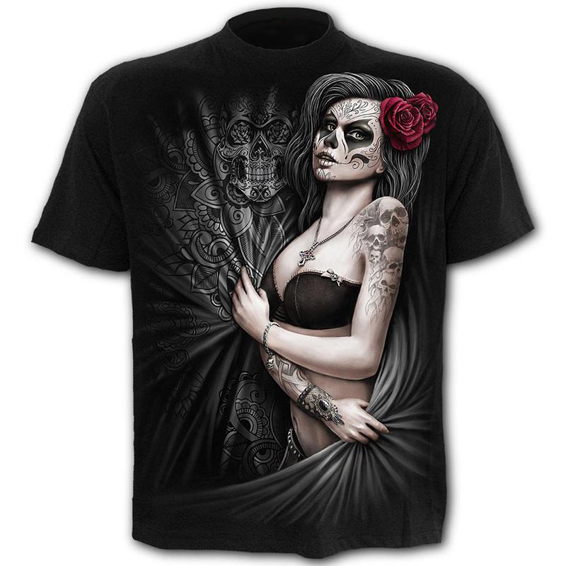 Áo Thun Polyester In Hình Đầu Lâu 3D Cho Nam, Áo Thường Ngày, Thoáng Khí, Quần Áo Mùa, Nữ Hoàng