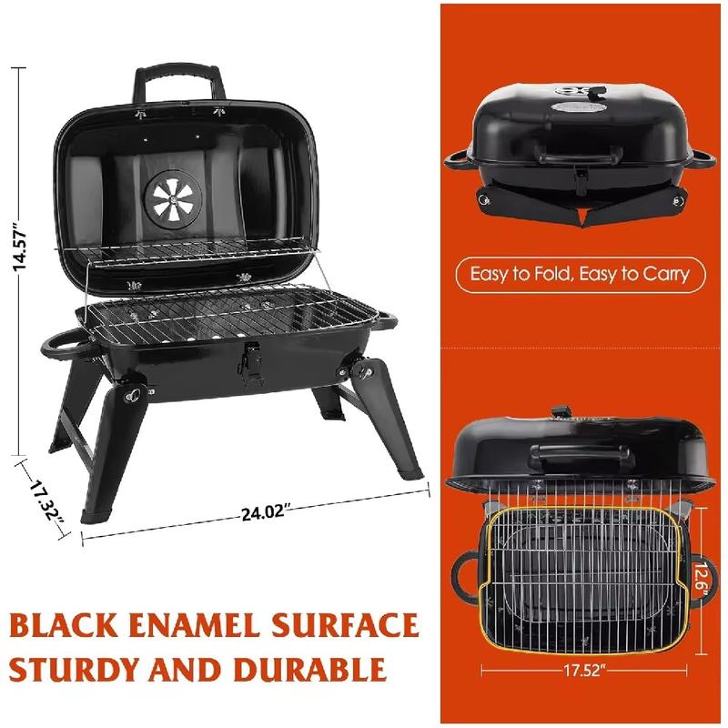 Portable Charcoal BBQ Grill, Small Grills and Smokers, Folding Tabletop Grills, Camping, Patio, Backyard, Outdoor Cooking 6