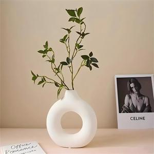 Florero Redondo Moderno, 1 Pieza Florero Decorativo, Pieza Decorativa para Sala de Estar y Decoración de Mesa de Comedor, Decoración del Hogar, Adornos
