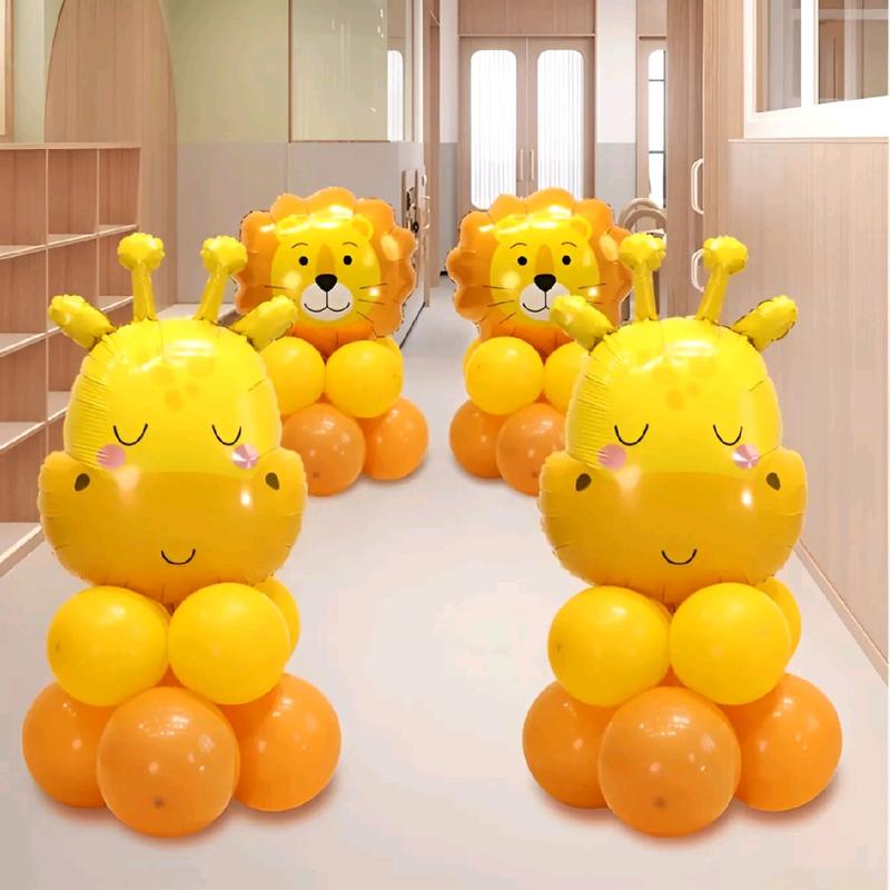 Bóng bay tráng nhôm hình đầu thú, bóng bay hình con vật trang trí sinh nhật, sự kiện, thôi nôi birthday set bong