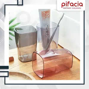 Gelas Sikat Gigi Kamar Mandi Transparan Tempat Odol Cangkir Kumur Aesthetic