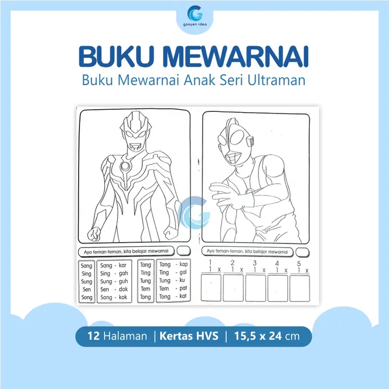 Buku Mewarnai dan Belajar Anak Karakter Seri Ultraman Books 2