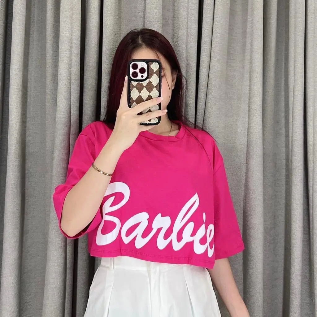 kaos croptop oversize baju atasan wanita barbie