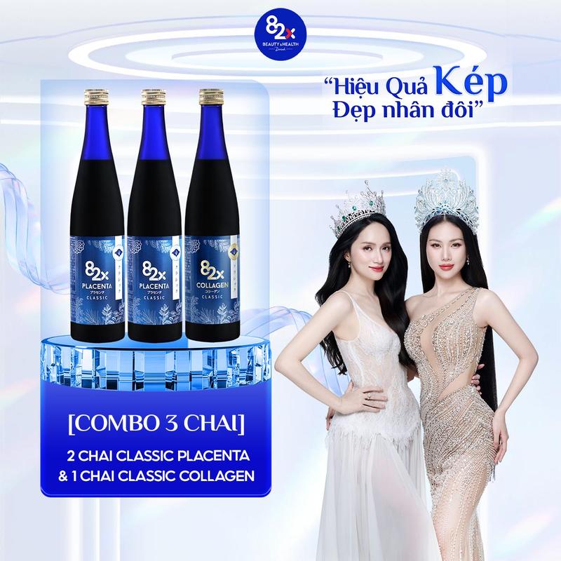 Combo 2 Chai Nước Uống 82X Classic Placenta & 1 Chai Classic Collagen 500ml/Chai