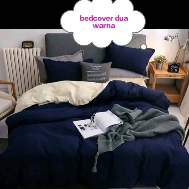 Zarisasleepsoundly Bedcover dua warna/bedcover only//bedcover ukuran king/bedcover polos/catton polos lembu tidak luntur Katun Katun Lembut 0