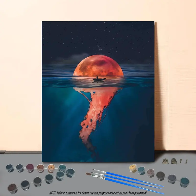 Jellyfish Pattern DIY Acrylic Painting Kit without Frame, DIY Painting Supplies for Home Decor, Wall Art Decor for Home Living Room Bedroom 0