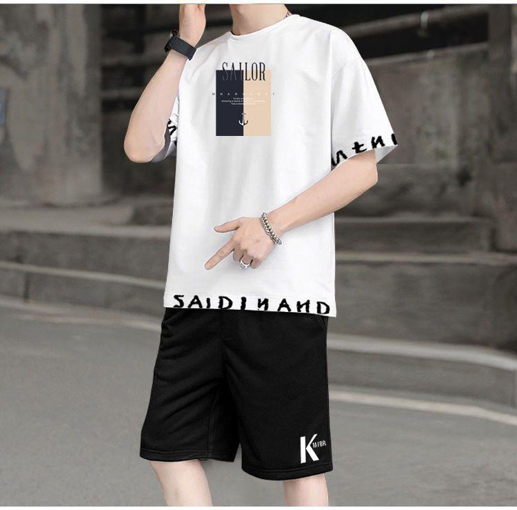 Product Introduction of 2025 New Trendy Two-Piece T-Shirt Summer Short Sleeve Set Men's Sports Casual Stylish Outfit Fashion Hot Sale 17
