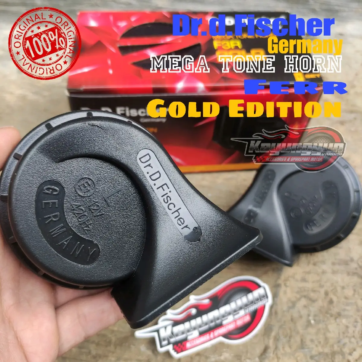 Klakson Keong Klakson Dr.D.Fischer Germany Gold Edition Water & Dust Resistance Technology Klakson Motor dan Mobil 12V Accessories Car Motorcycle Accessories Car Emas Kendaraan