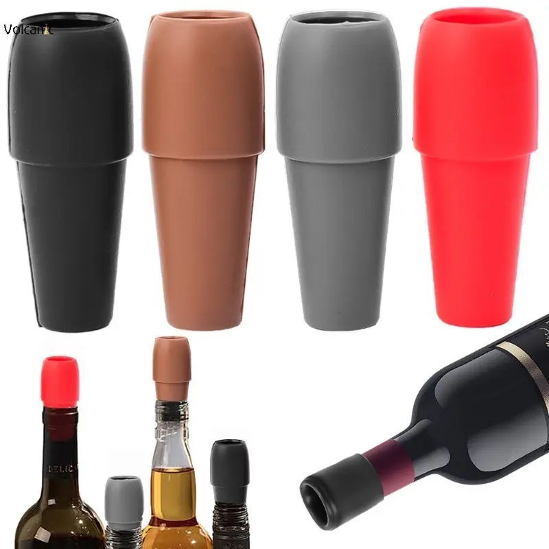 4Pcs Reusable Sparkling Wine Bottle Sealing Stopper Silicone Reverse-buckle Wine Sealer for Wine Bottles Wine Stopper Kitchen Tools