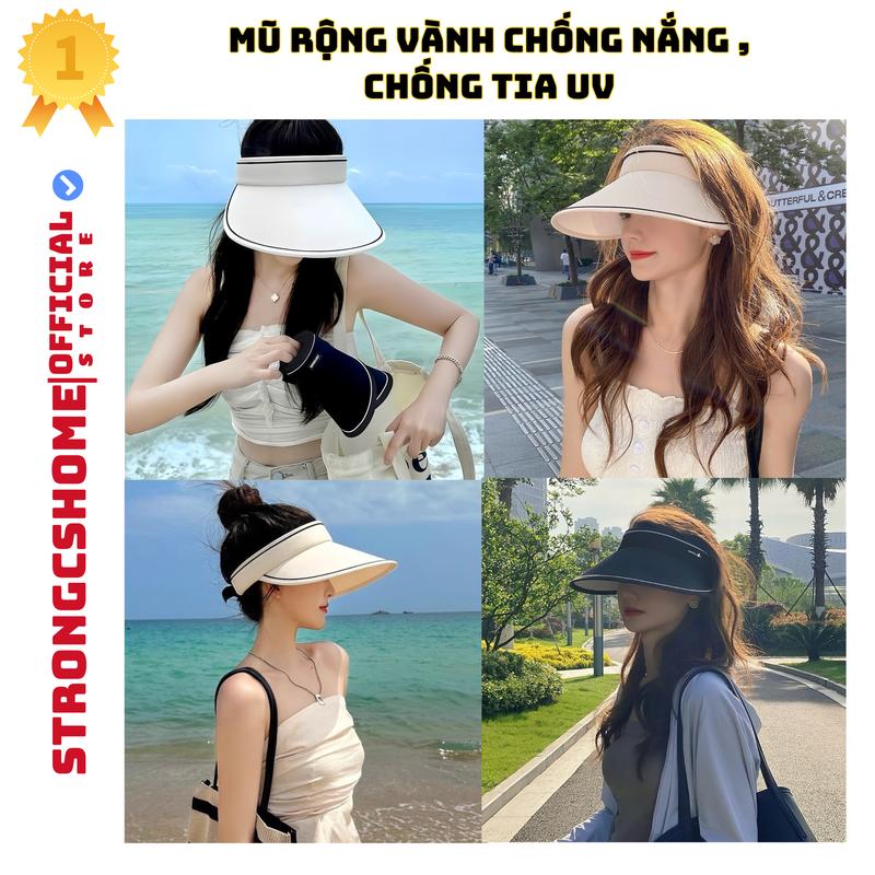 Mũ chống nắng rộng vành nửa đầu chống tia uv thời trang thể thao năng động đi biển đi du lịch (Loại cuốn được) MN002 Đội Đầu  Sport Phụ Kiện 1
