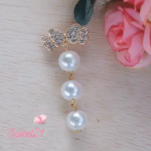 Bros Dagu Tiga Mutiara Pita Simpel Sweet21 Nada Aksesoris Hijab Muslim Peniti TBDM032