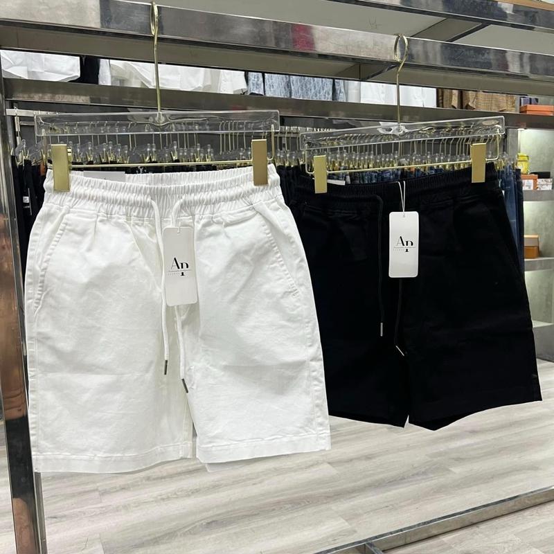 Quần Short Kaki Lưng Thun Nam 2 Màu Trắng Đen Menswear Kem Nhung Jean Có Túi