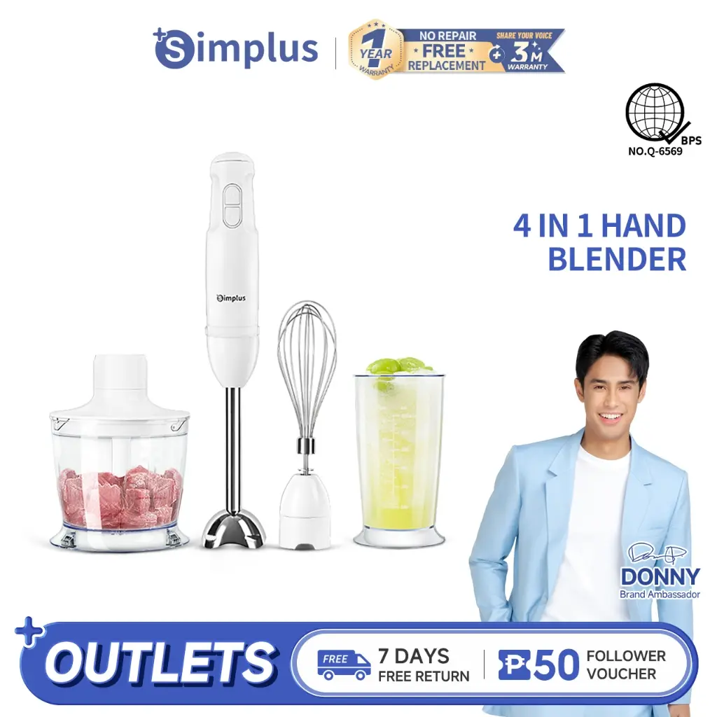 Simplus 4 in 1 Hand Mixer Blender Immersion Blender Food Processor ...