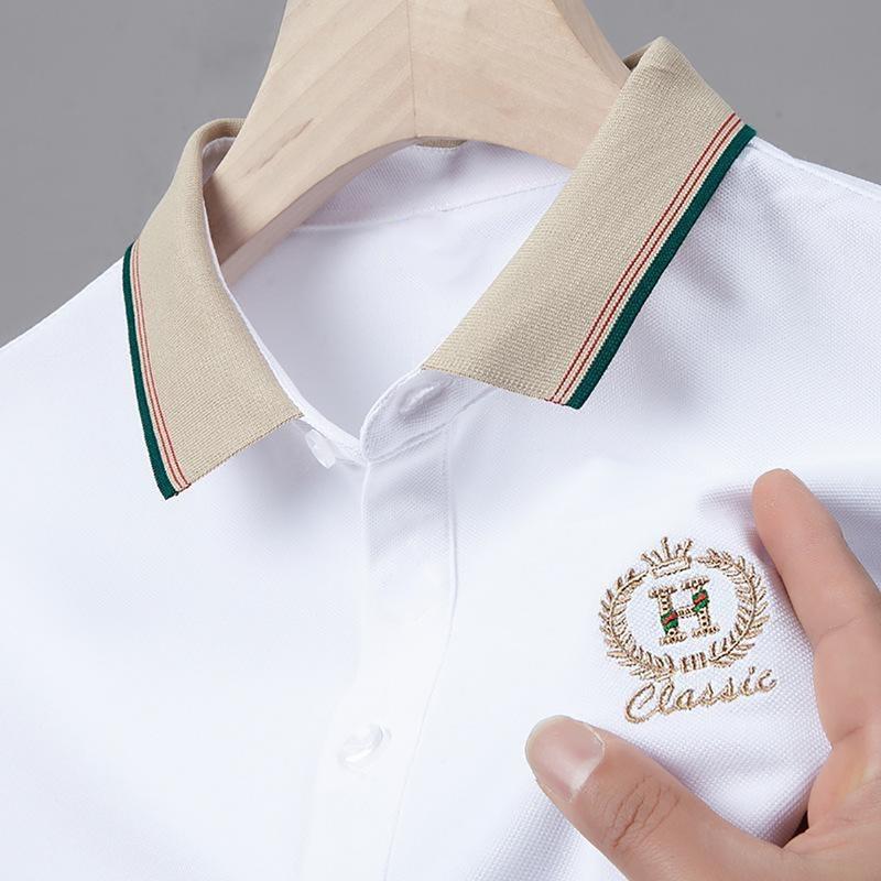 Áo thun Polo nam thêu Logo H vải cá sấu cotton co giãn 4 chiều cực kỳ sang trọng 2