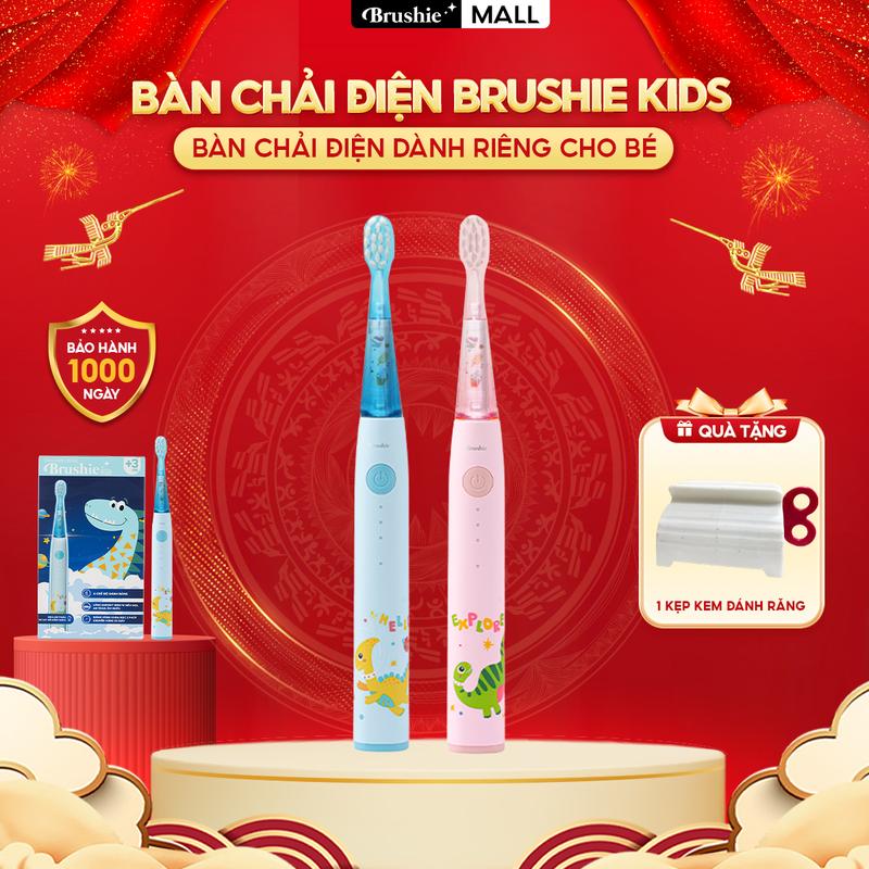 [SIÊU SALE] Bàn chải điện trẻ em Brushie Kids đầu lông bàn chải mềm mại an toàn cho bé - TẶNG Kẹp kem đánh răng